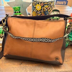 The Sak Crossbody Shoulderbag Leather Purse Brown Chocolate brass handbag EUC